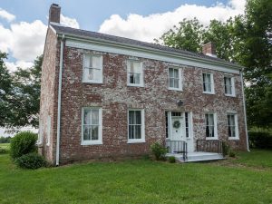 Woodlawn Farm, Jacksonville IL, Red brick colonial Underground Railroad home